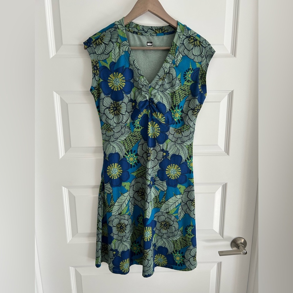 REI Floral Dress Blue Green size XS